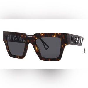 Versace Tortoise Havana Square logo embossed oversized Sunglasses made in Italy
